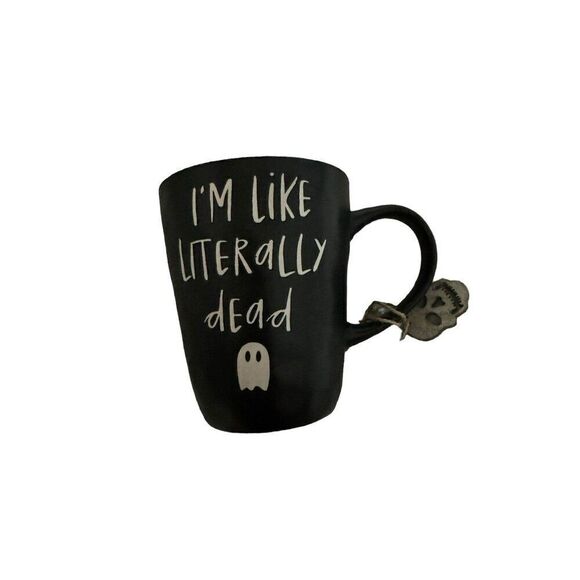 Prima Mug Ceramic Coffee Designs I'm Literally Dead Black ghost halloween - Picture 1 of 3